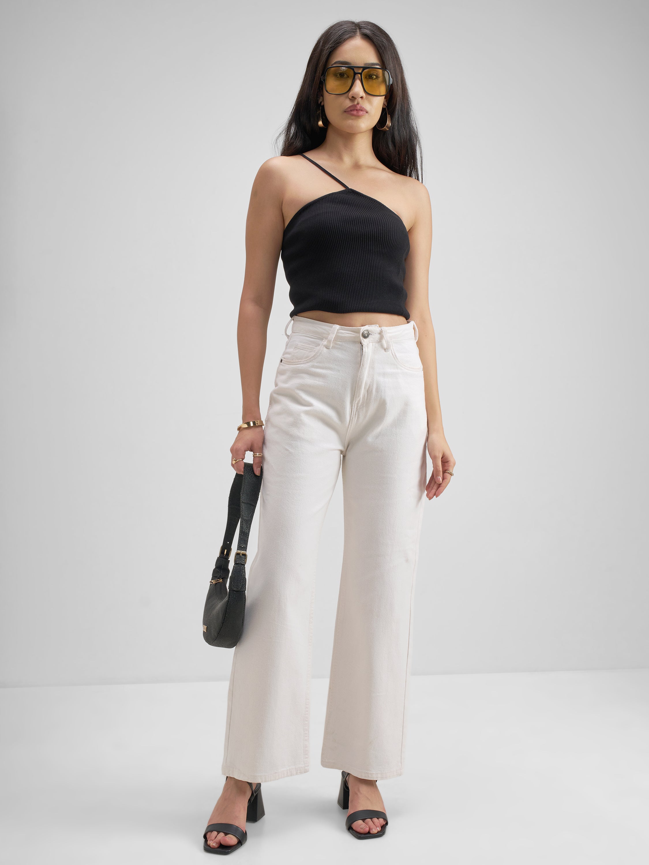 Tokyo Talkies Women Off White Flared Stretchable Jeans - Off White - Image 2