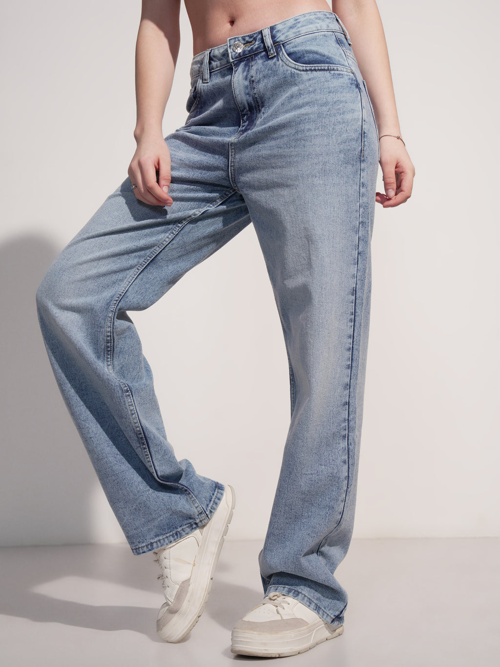 Tokyo Talkies Women Blue Dad Fit Jeans - Blue - Image 1