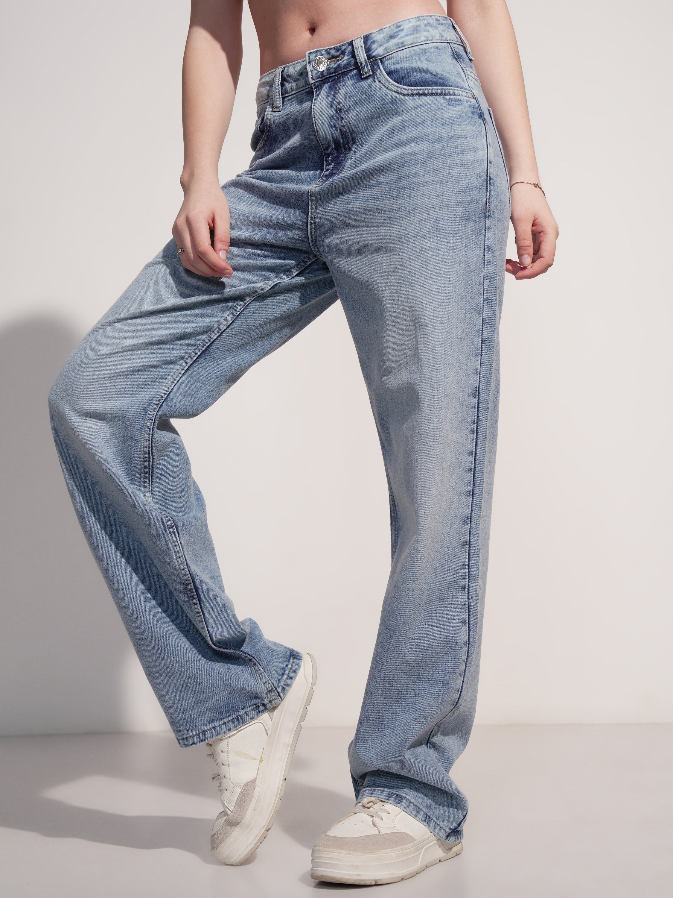 Tokyo Talkies Women Blue Dad Fit Jeans - Blue - Image 1