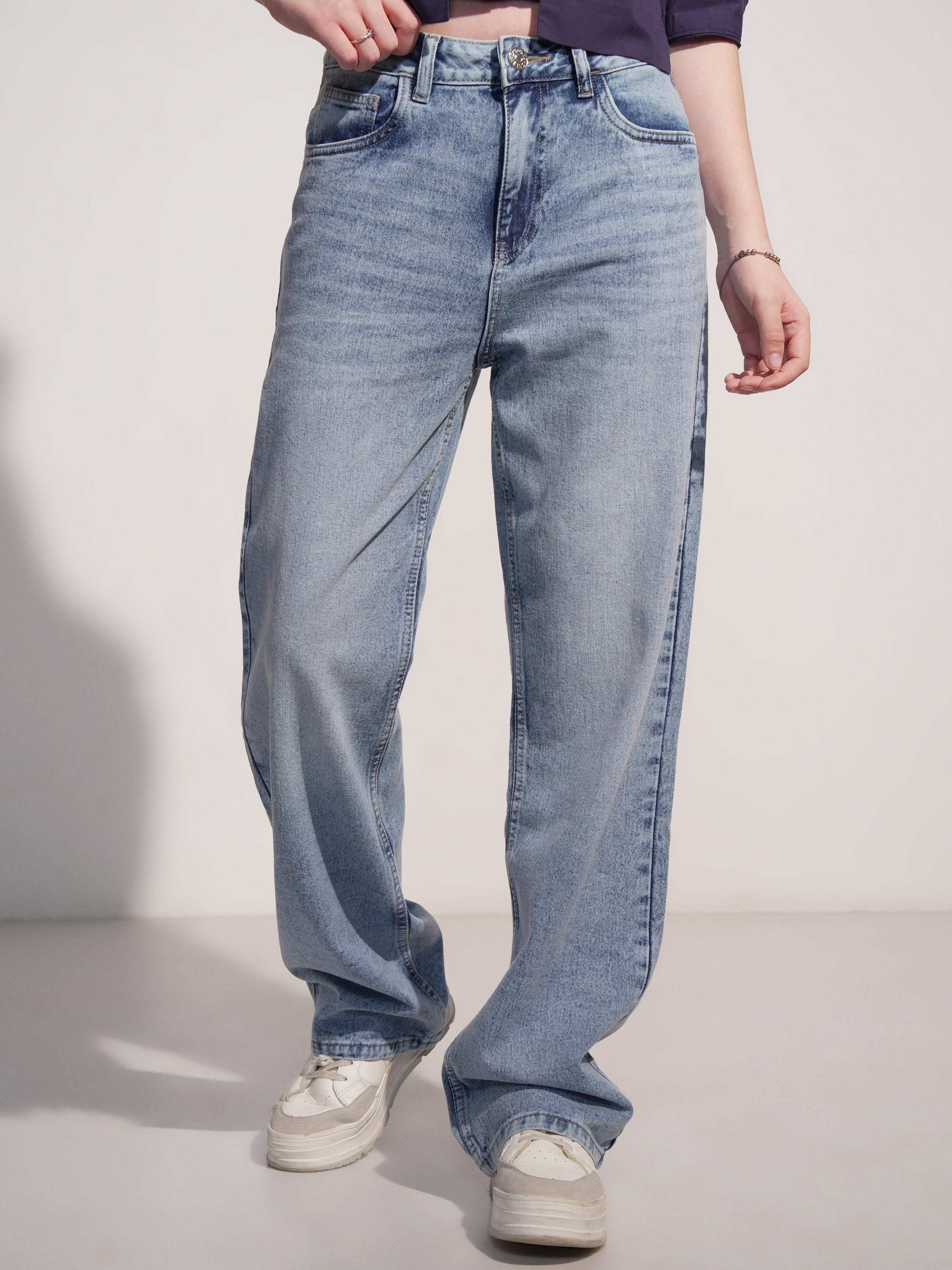 Tokyo Talkies Women Blue Dad Fit Jeans - Blue - Image 4
