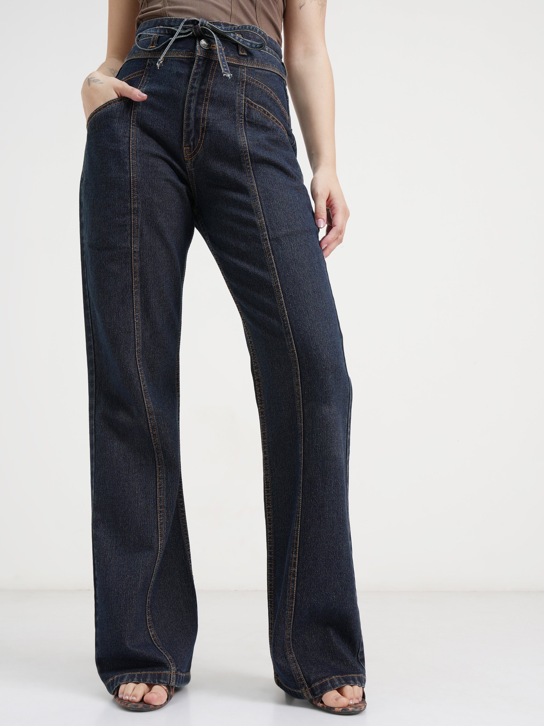 Tokyo Talkies Women Blue Bootcut Stretchable Jeans - Blue - Image 1