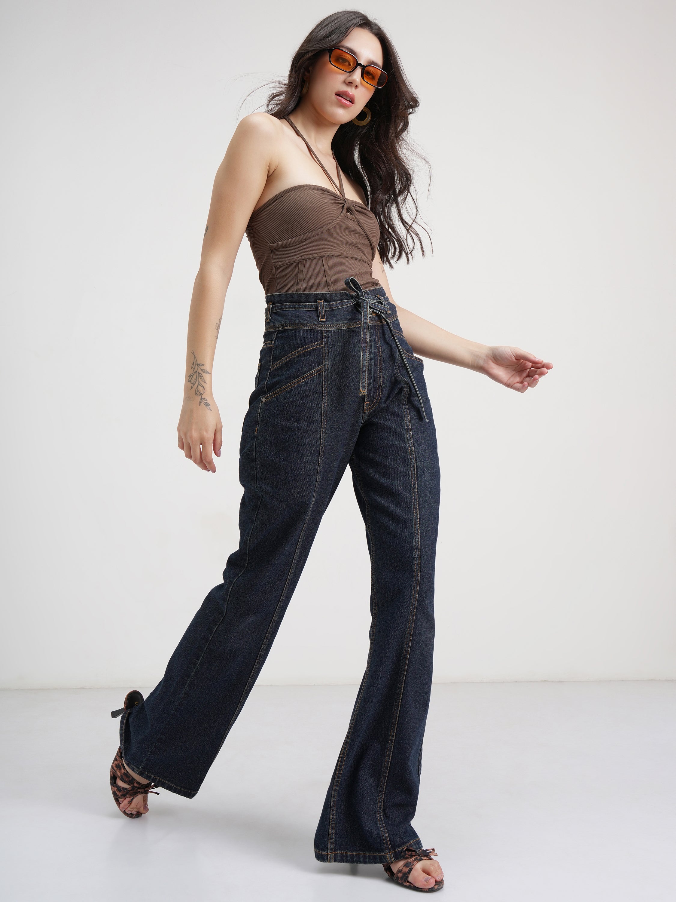Tokyo Talkies Women Blue Bootcut Stretchable Jeans - Blue - Image 2
