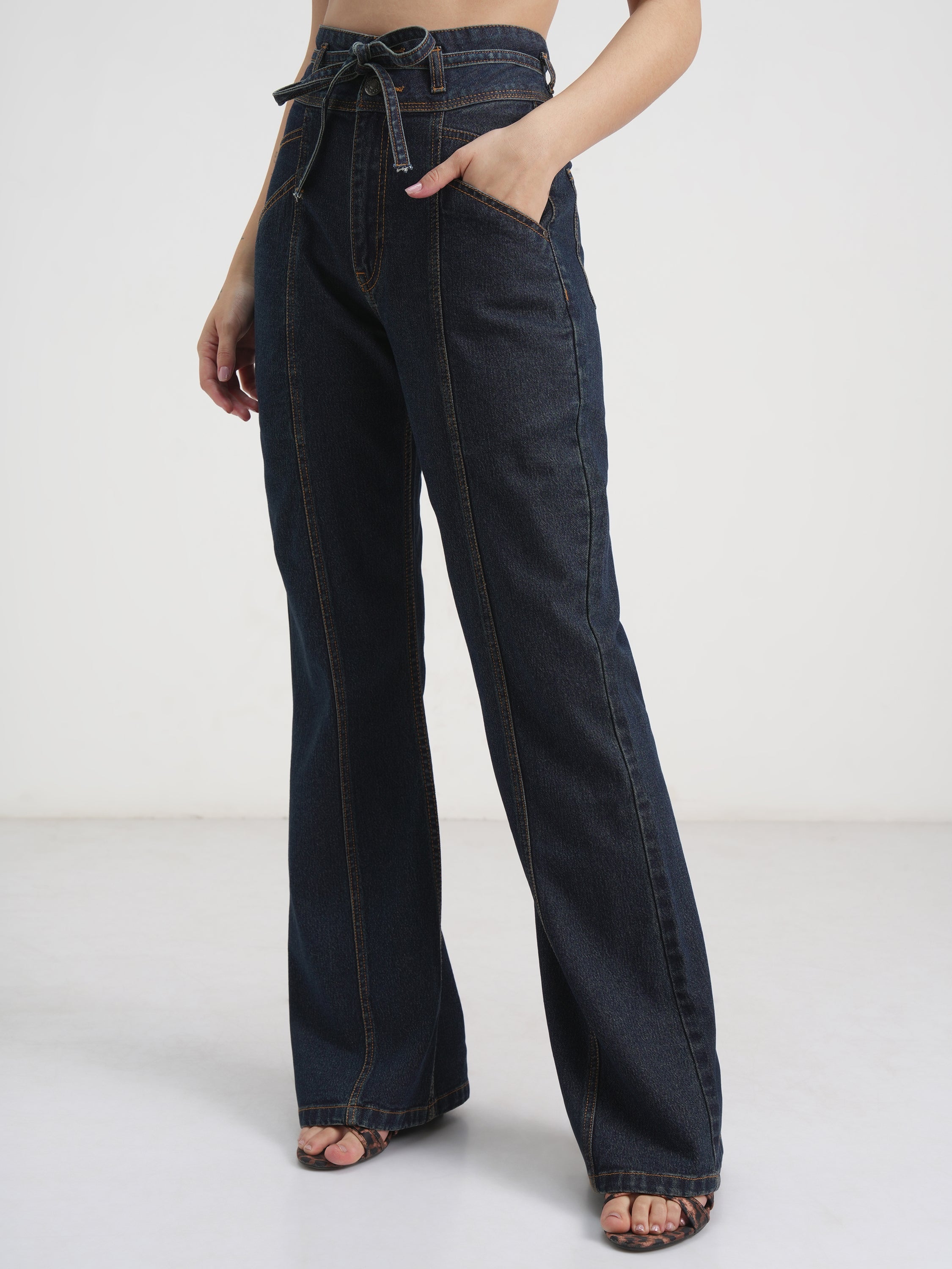 Tokyo Talkies Women Blue Bootcut Stretchable Jeans - Blue - Image 4