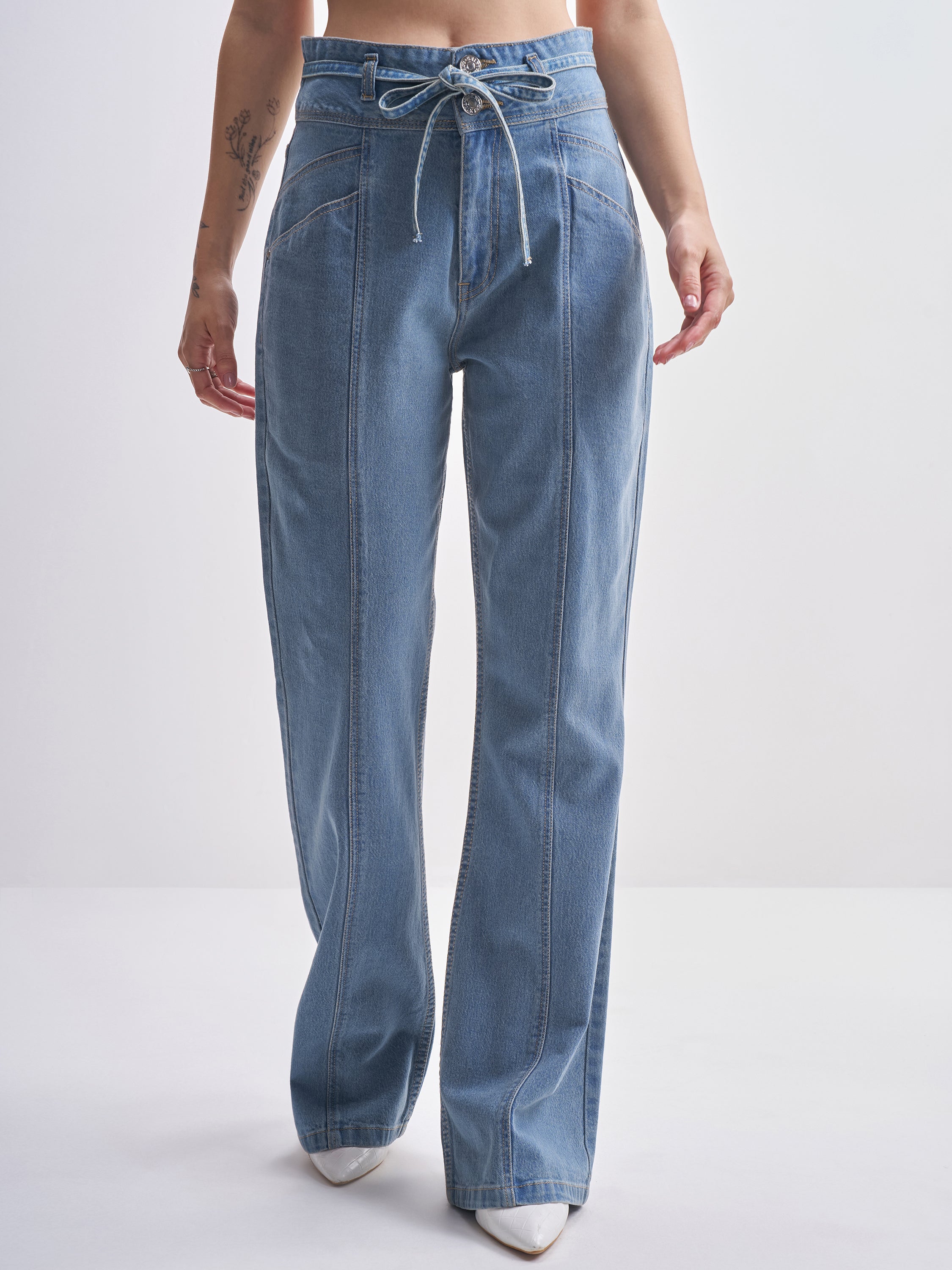 Tokyo Talkies Women Blue Bootcut Stretchable Jeans - Blue - Image 1