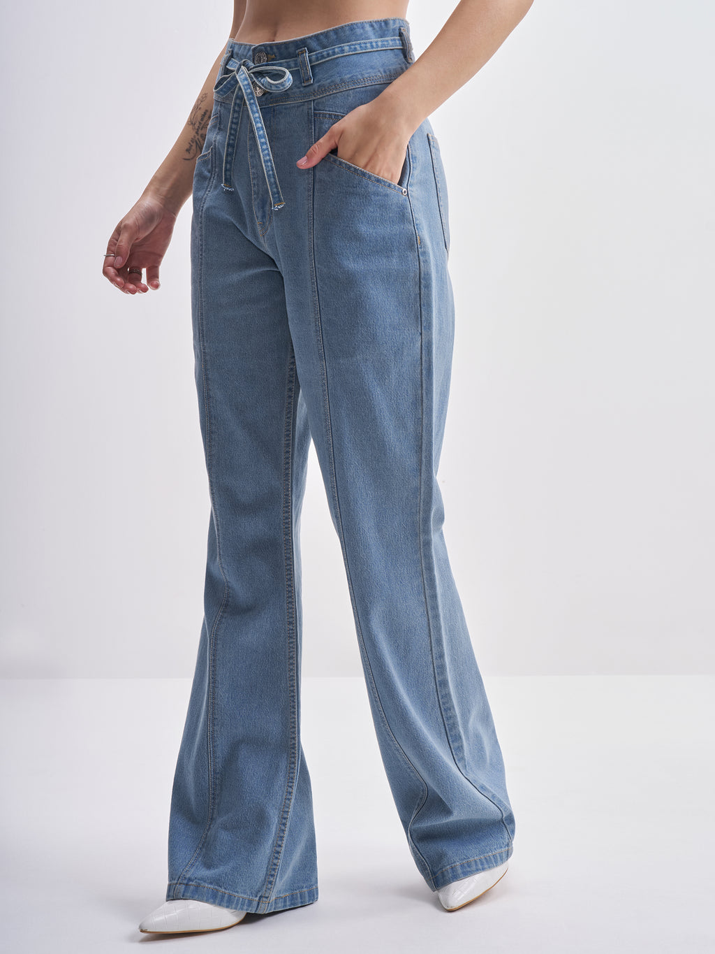 Tokyo Talkies Women Blue Bootcut Stretchable Jeans - Blue - Image 4