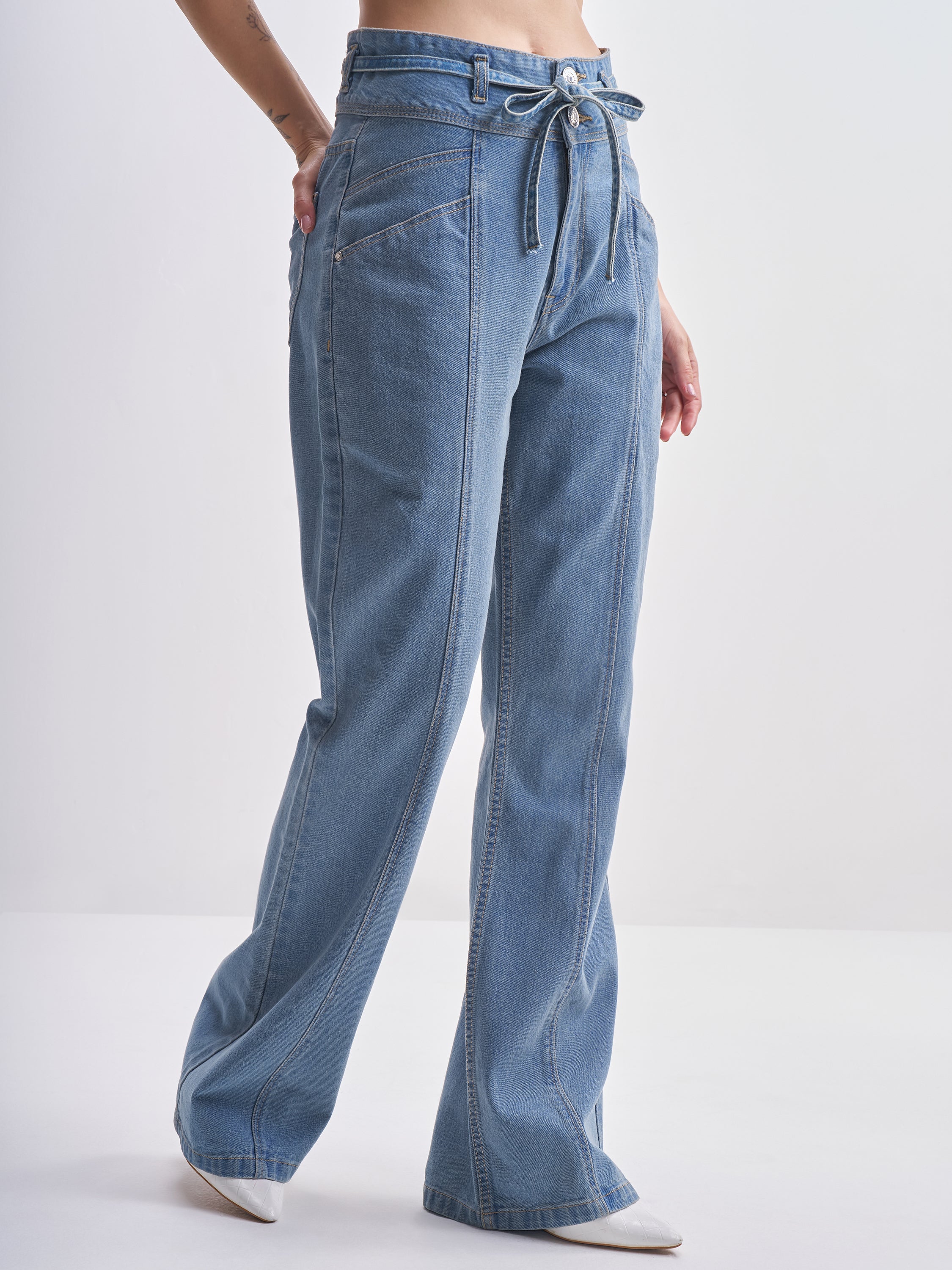 Tokyo Talkies Women Blue Bootcut Stretchable Jeans - Blue - Image 6
