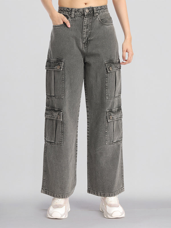 Street By Tokyo Talkies Women Grey Dad Fit Stretchable Jeans - Grey - Image 1