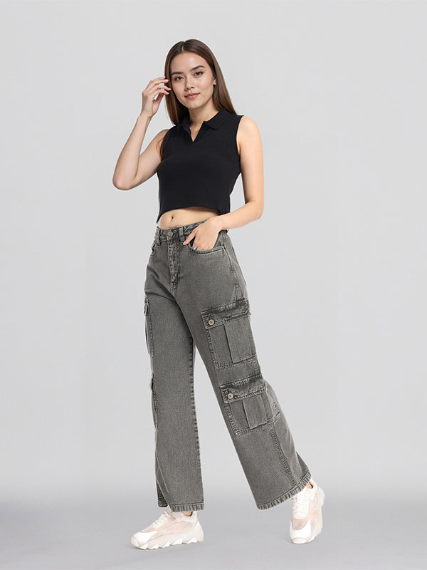 Street By Tokyo Talkies Women Grey Dad Fit Stretchable Jeans - Grey - Image 2