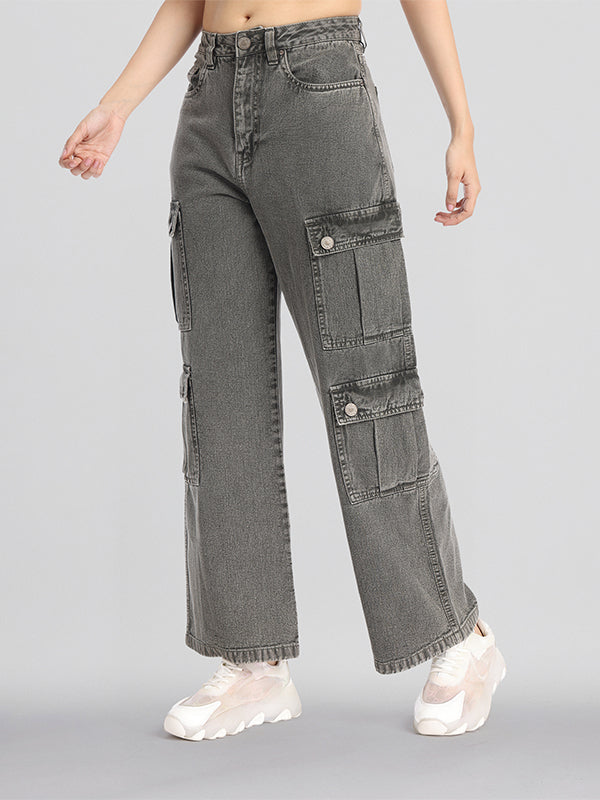 Street By Tokyo Talkies Women Grey Dad Fit Stretchable Jeans - Grey - Image 4