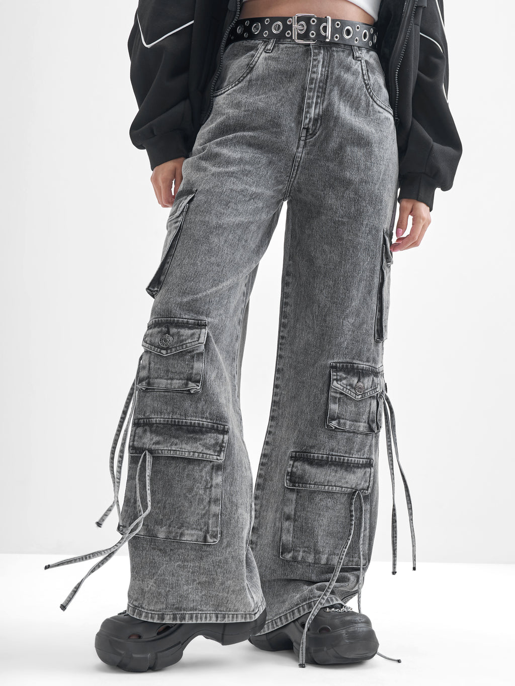 Tokyo Talkies Women Grey Dad Fit Stretchable Jeans - Grey - Image 1