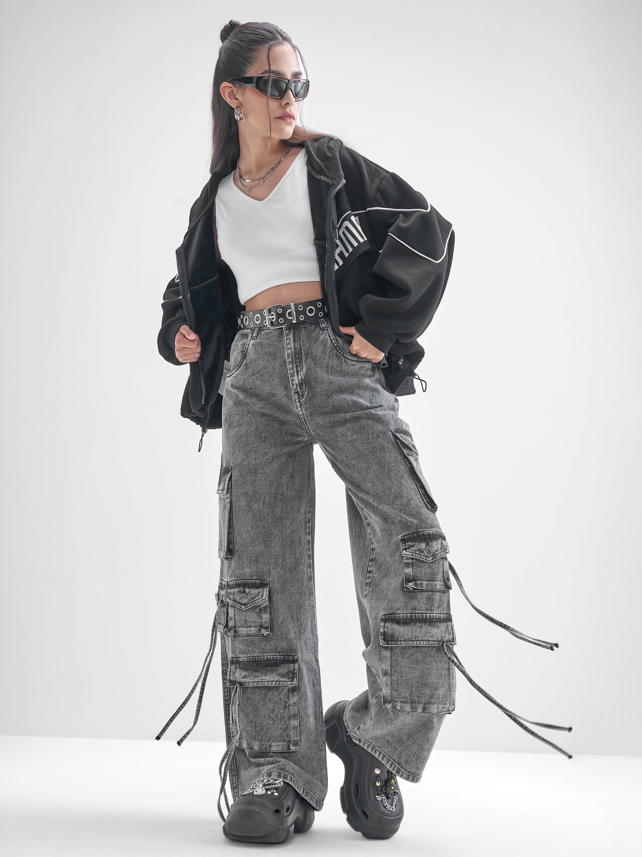 Tokyo Talkies Women Grey Dad Fit Stretchable Jeans - Grey - Image 2