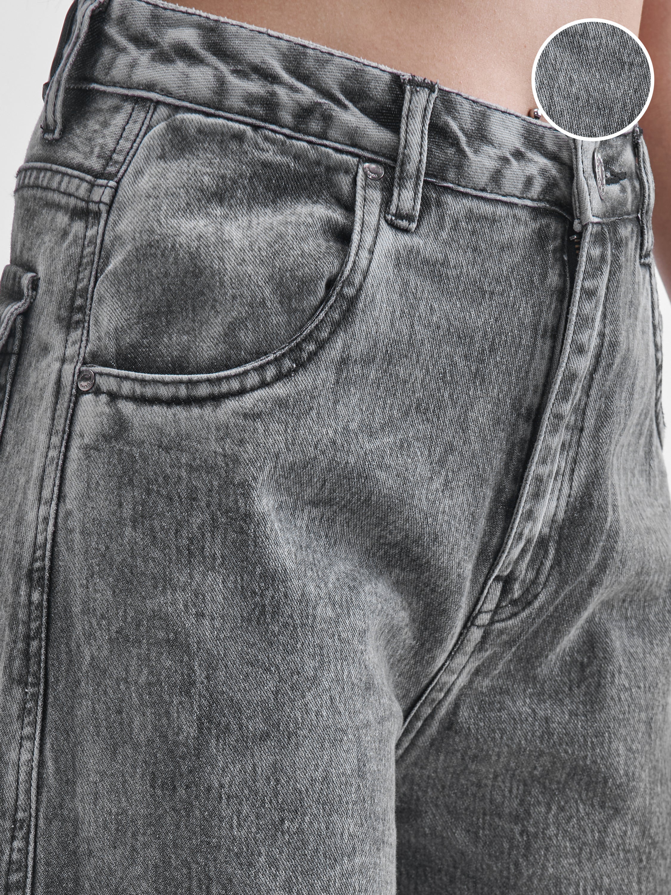 Tokyo Talkies Women Grey Dad Fit Stretchable Jeans - Grey - Image 5
