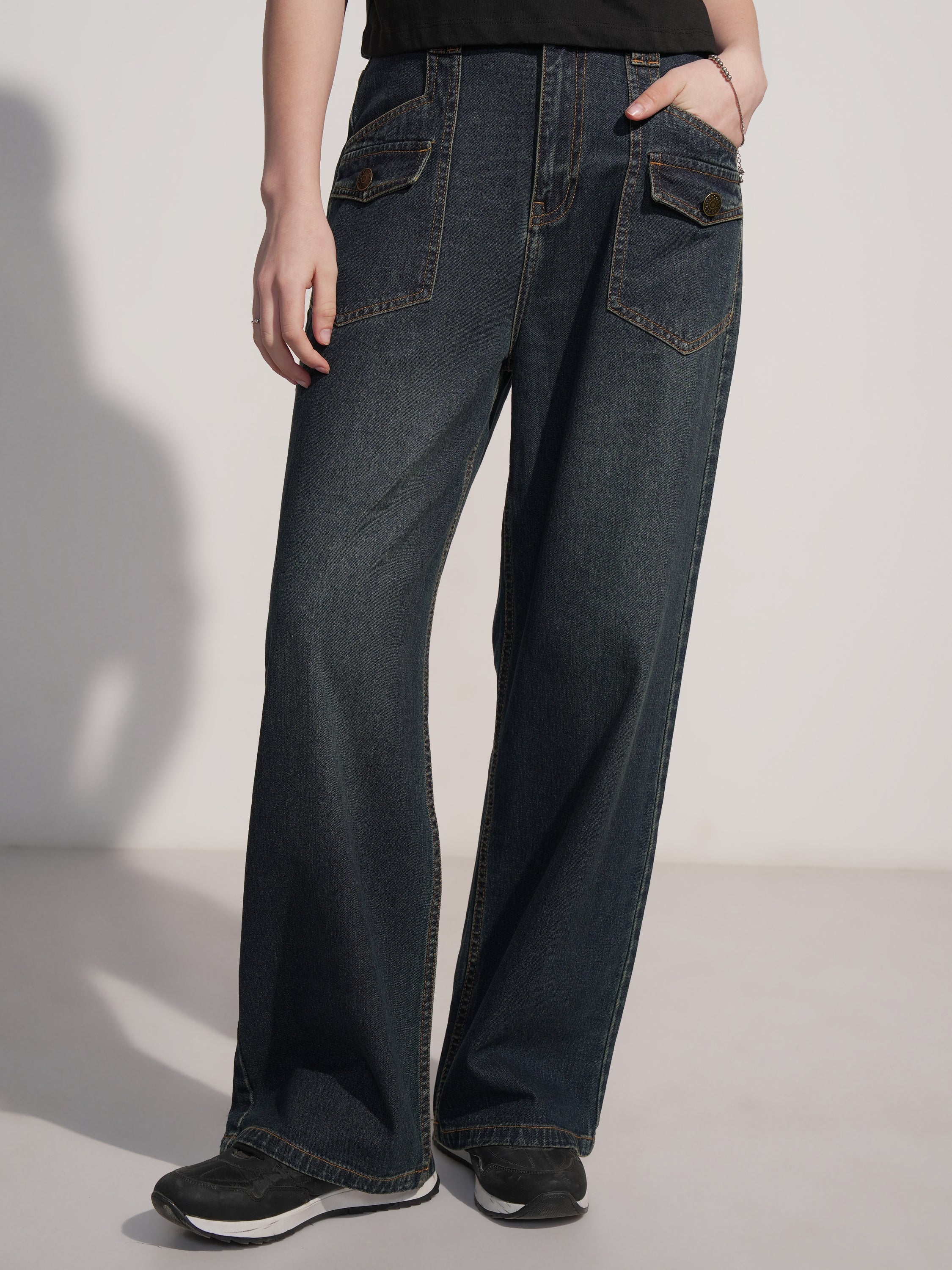 Tokyo Talkies Women Blue Straight Fit Jeans - Blue - Image 1