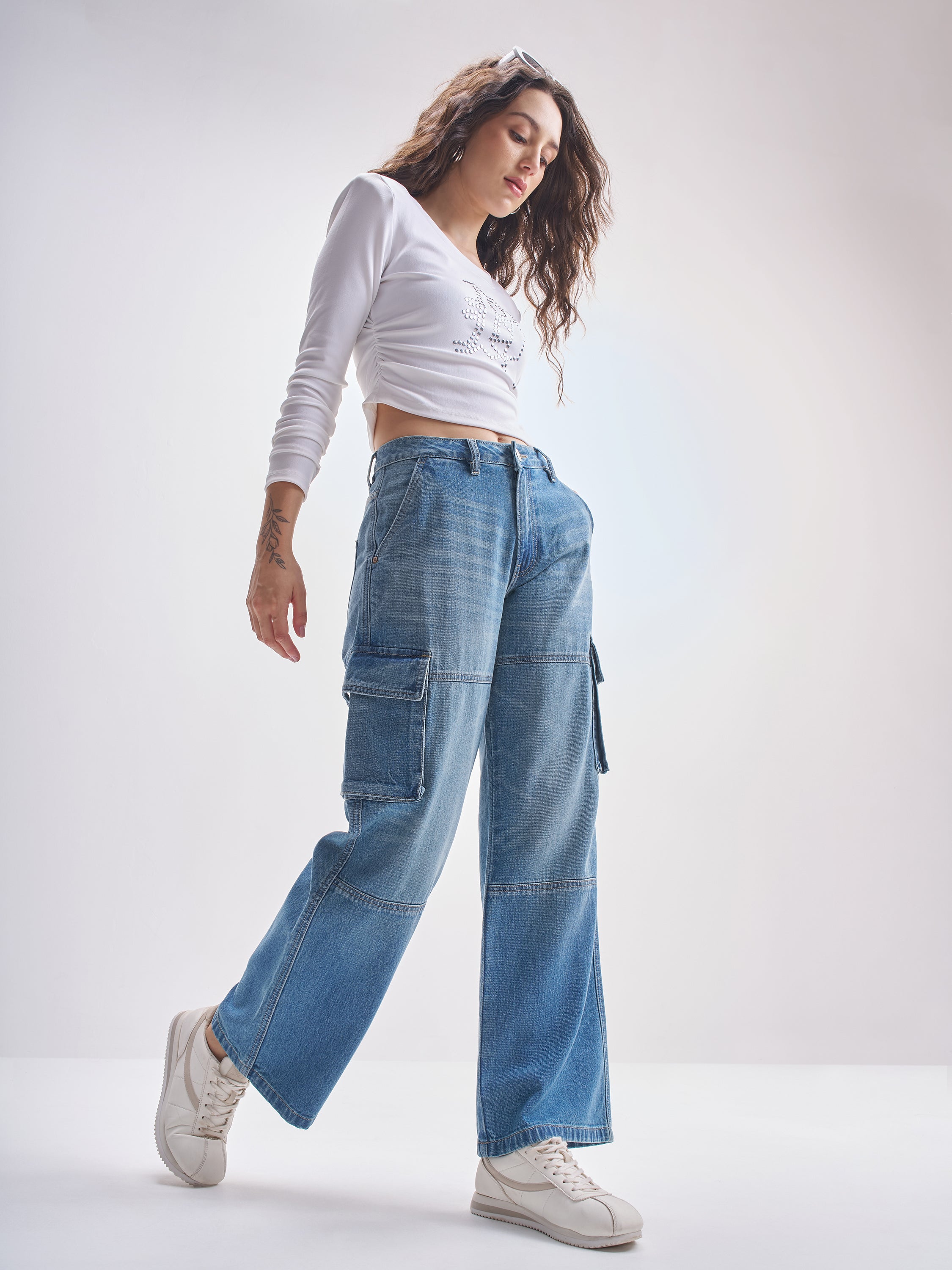 Tokyo Talkies Women Blue Straight Fit Stretchable Jeans - Blue - Image 2