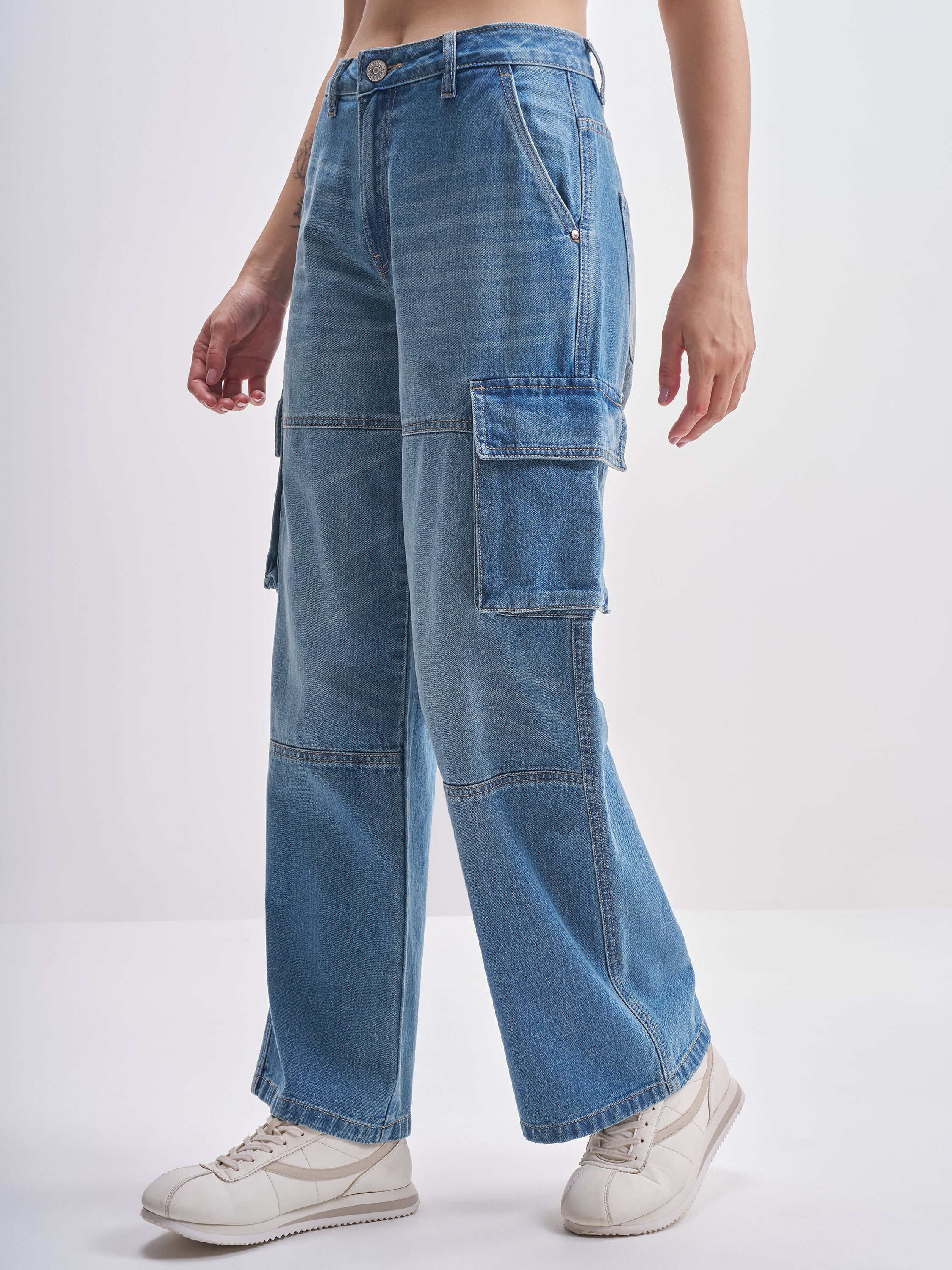 Tokyo Talkies Women Blue Straight Fit Stretchable Jeans - Blue - Image 4