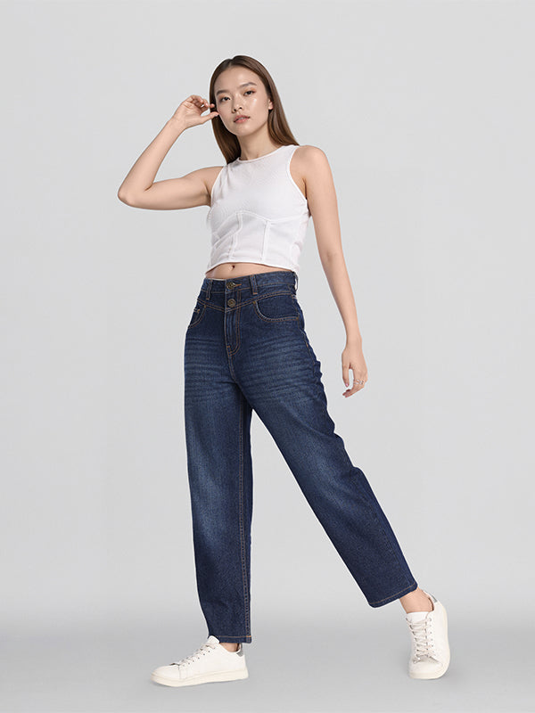 Street By Tokyo Talkies Women Blue Mom Fit Stretchable Jeans - Blue - Image 2