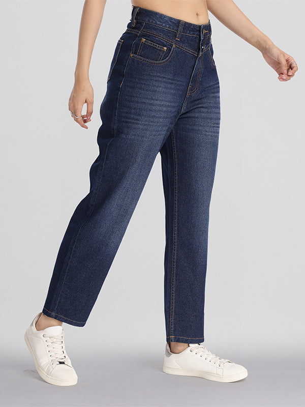 Street By Tokyo Talkies Women Blue Mom Fit Stretchable Jeans - Blue - Image 4