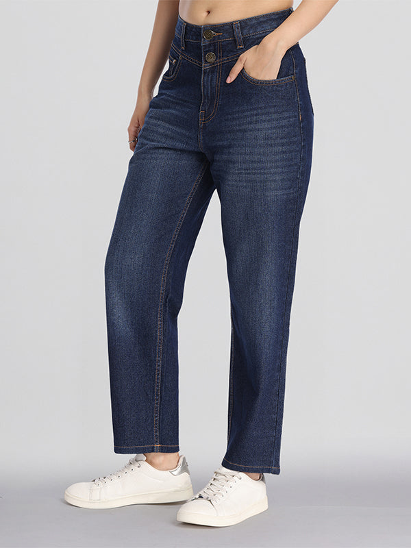 Street By Tokyo Talkies Women Blue Mom Fit Stretchable Jeans - Blue - Image 6
