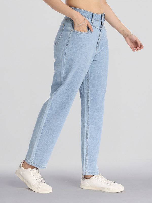 Street By Tokyo Talkies Women Blue Mom Fit Stretchable Jeans - Blue - Image 4