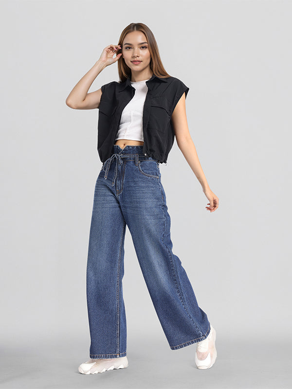 Street By Tokyo Talkies Women Blue Flared Stretchable Jeans - Blue - Image 2