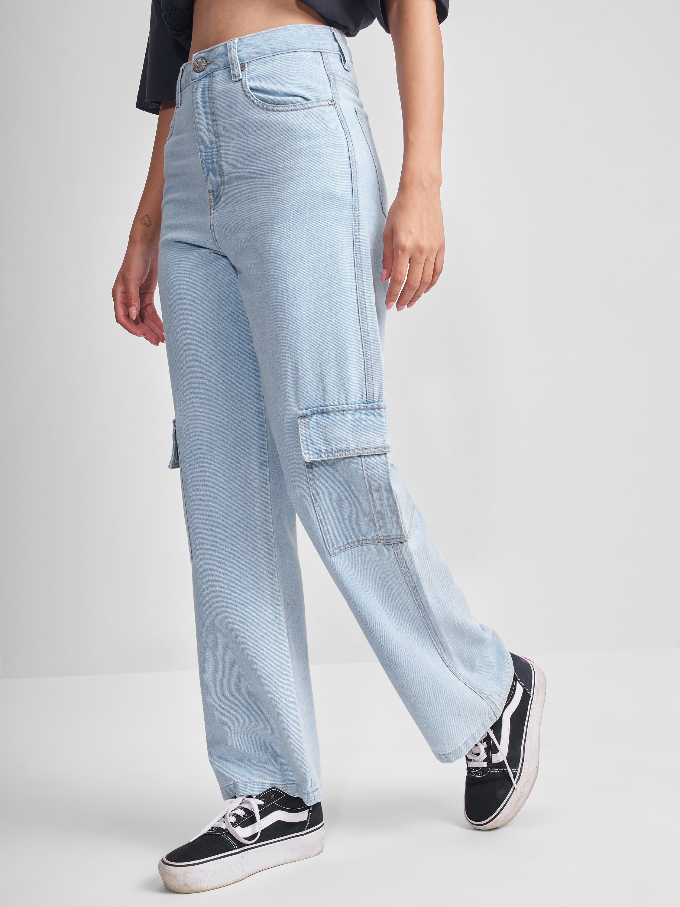Tokyo Talkies Women Blue Flared Jeans - Blue - Image 4