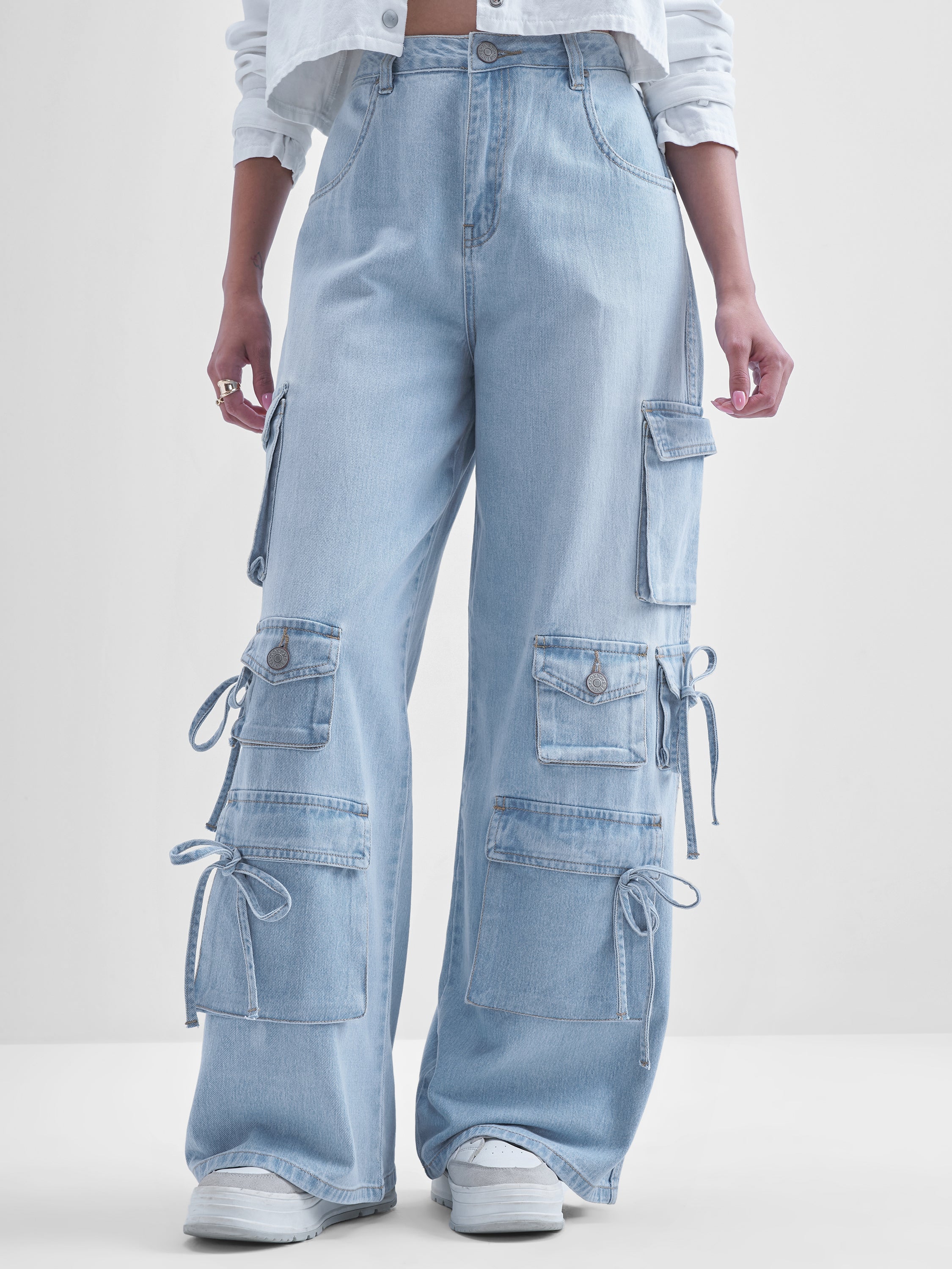 Tokyo Talkies Women Blue Dad Fit Stretchable Jeans - Blue - Image 1