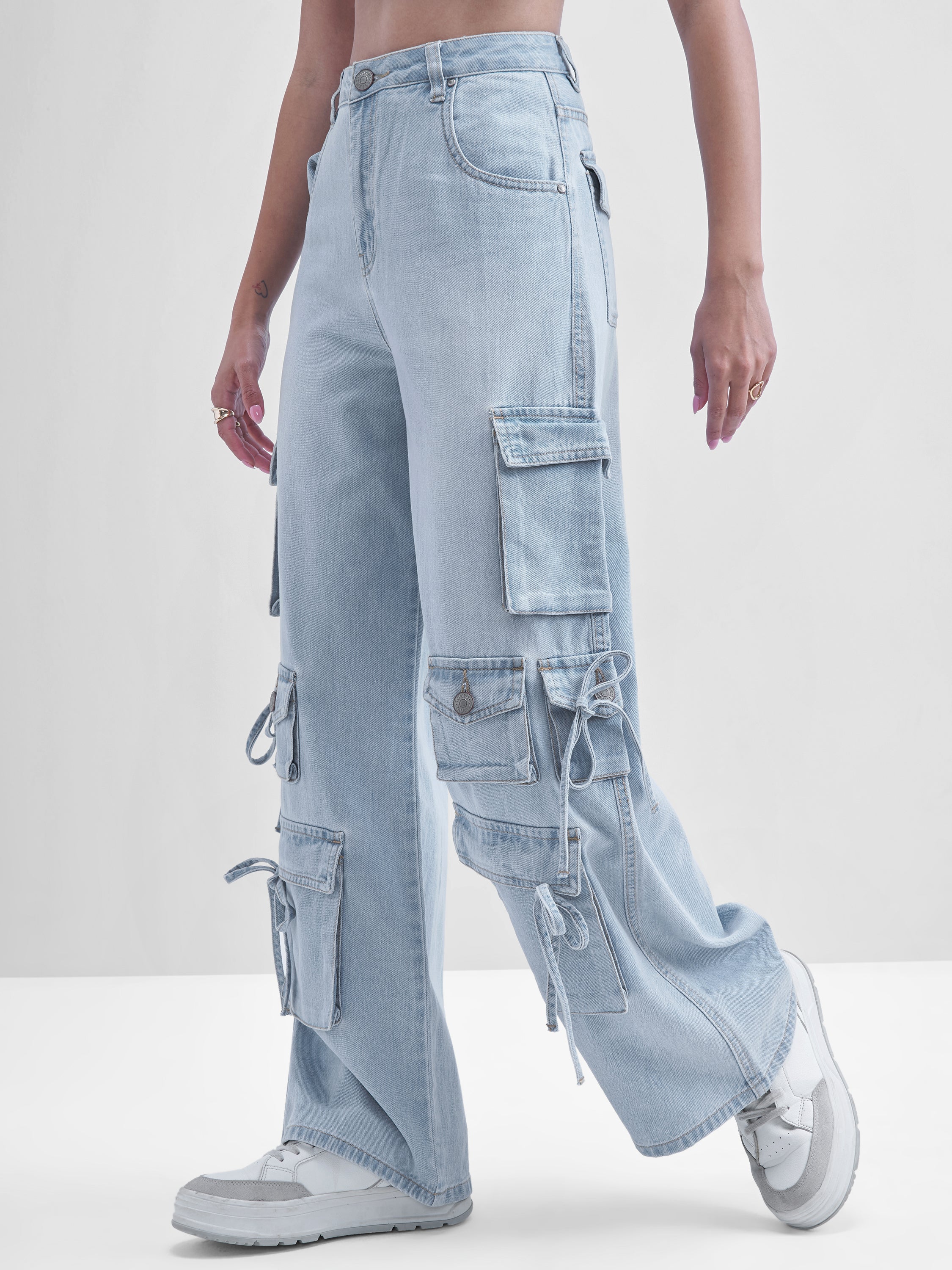 Tokyo Talkies Women Blue Dad Fit Stretchable Jeans - Blue - Image 4
