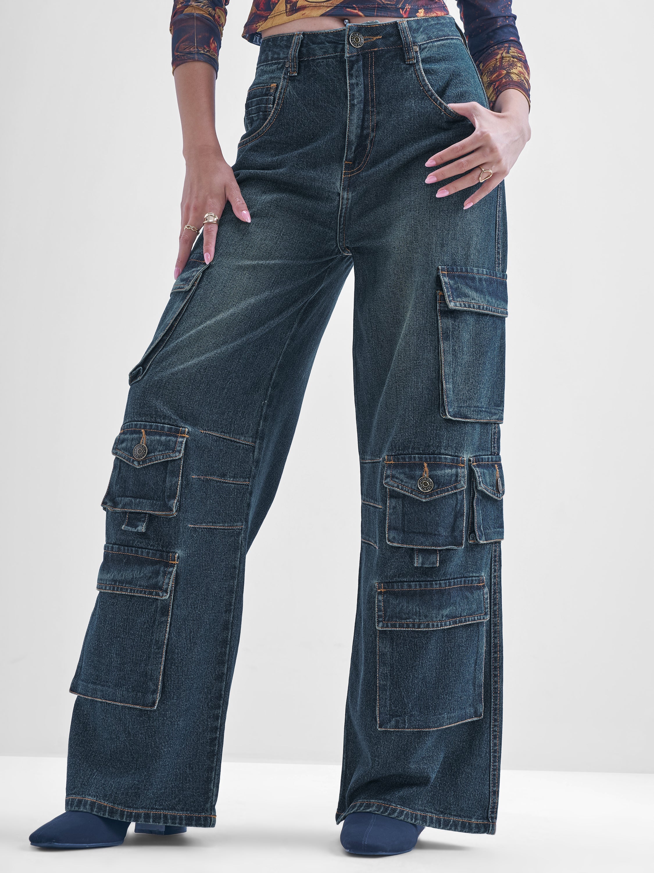 Tokyo Talkies Women Blue Flared Stretchable Jeans - Blue - Image 1