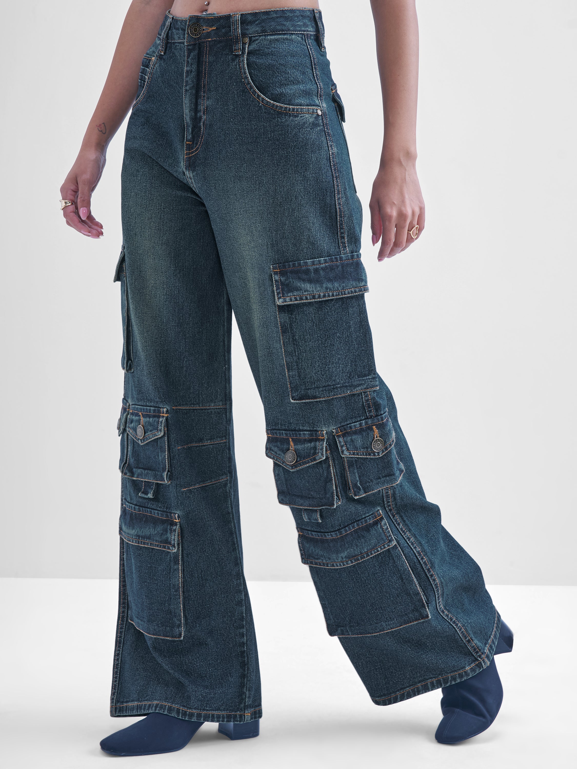 Tokyo Talkies Women Blue Flared Stretchable Jeans - Blue - Image 4
