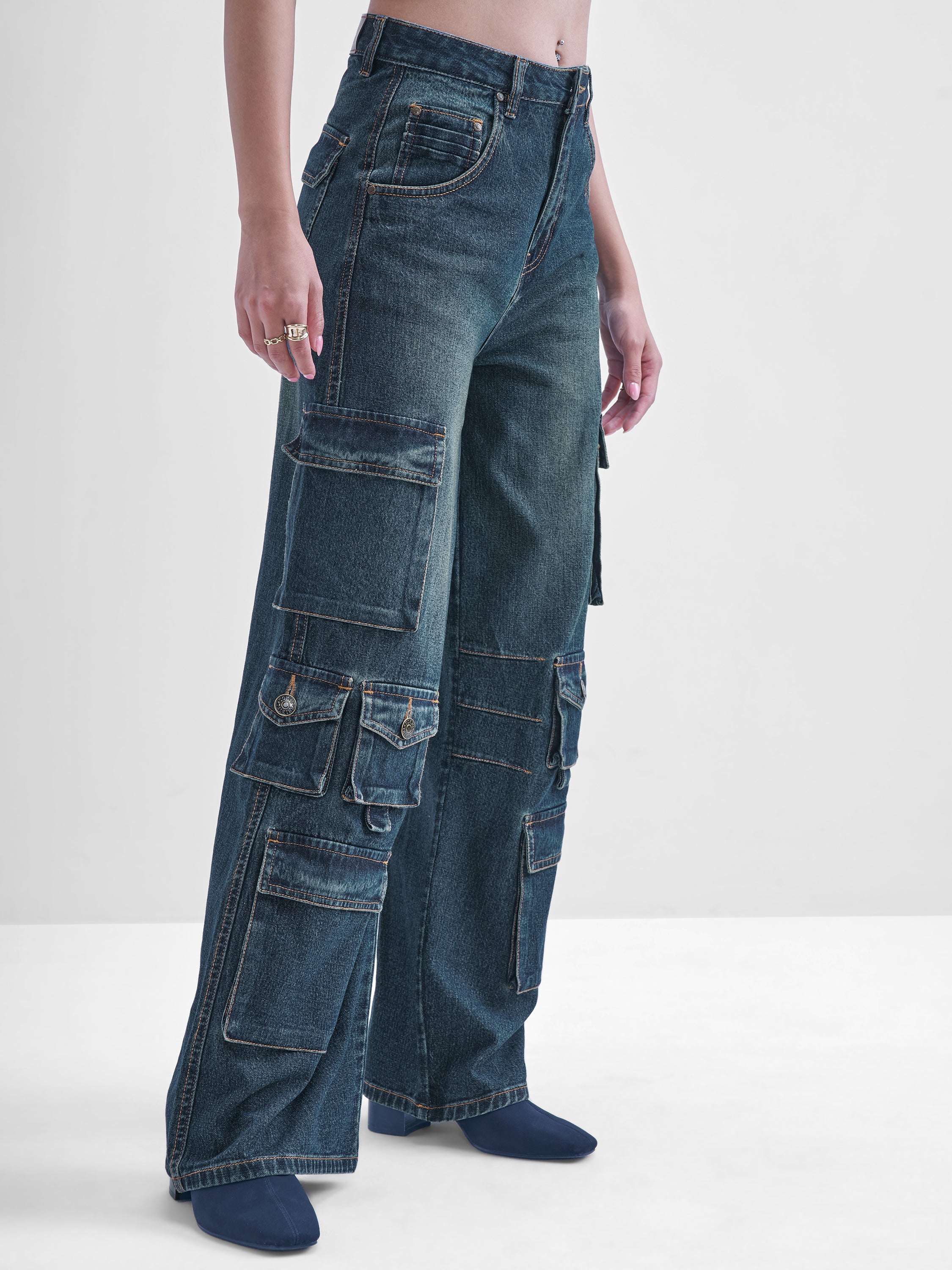 Tokyo Talkies Women Blue Flared Stretchable Jeans - Blue - Image 6