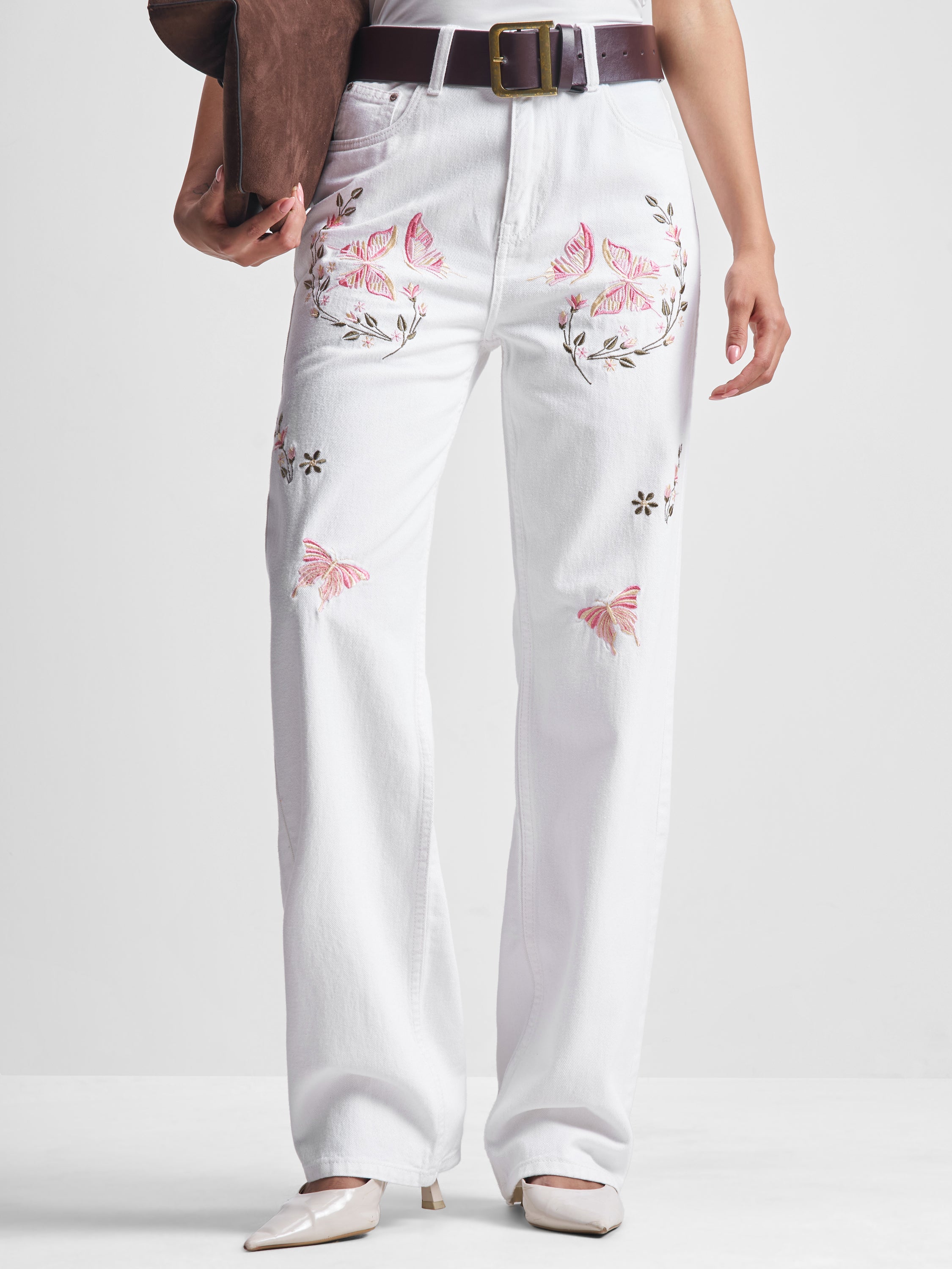 Tokyo Talkies Women White Dad Fit Jeans - White - Image 1
