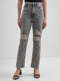 Tokyo Talkies Women Grey Flared Highly Distressed Stretchable Jeans - Grey - Image 1