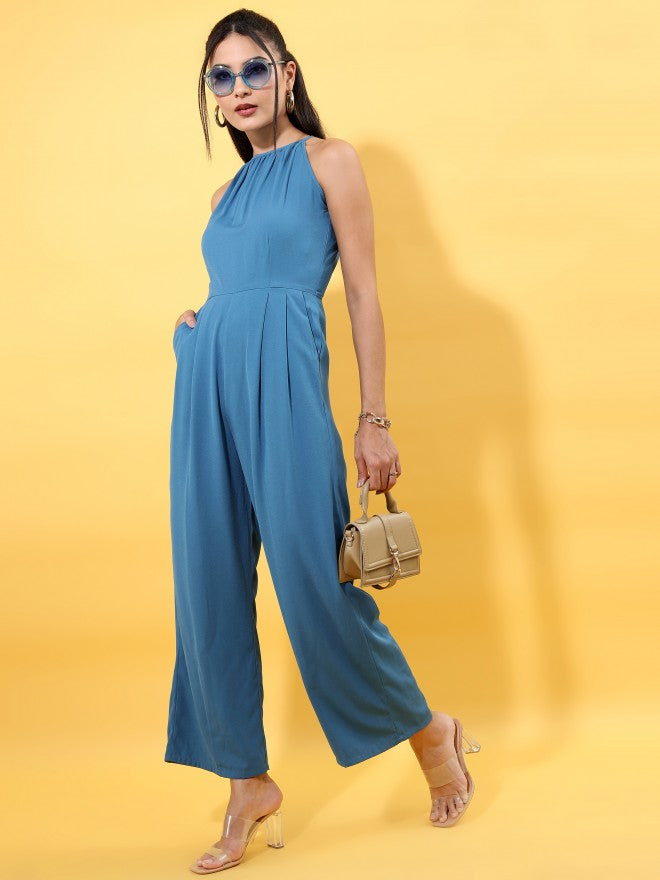 Tokyo Talkies Women Blue Solid Jumpsuit - Blue - Image 2