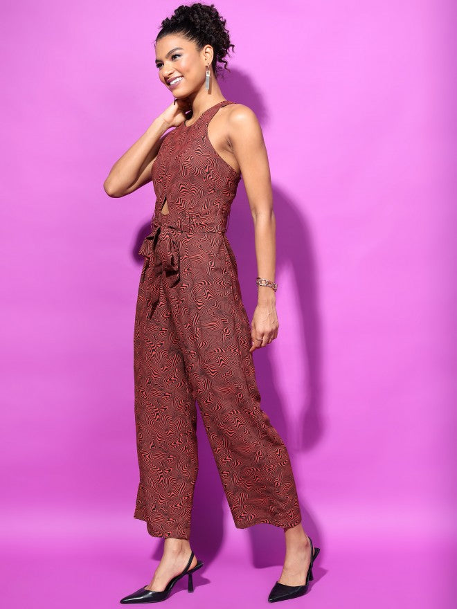 Tokyo Talkies Women Brown Printed Jumpsuit - Brown - Image 2