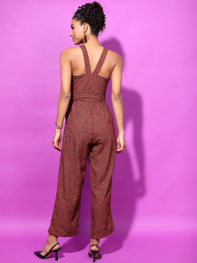 Tokyo Talkies Women Brown Printed Jumpsuit - Brown - Image 3