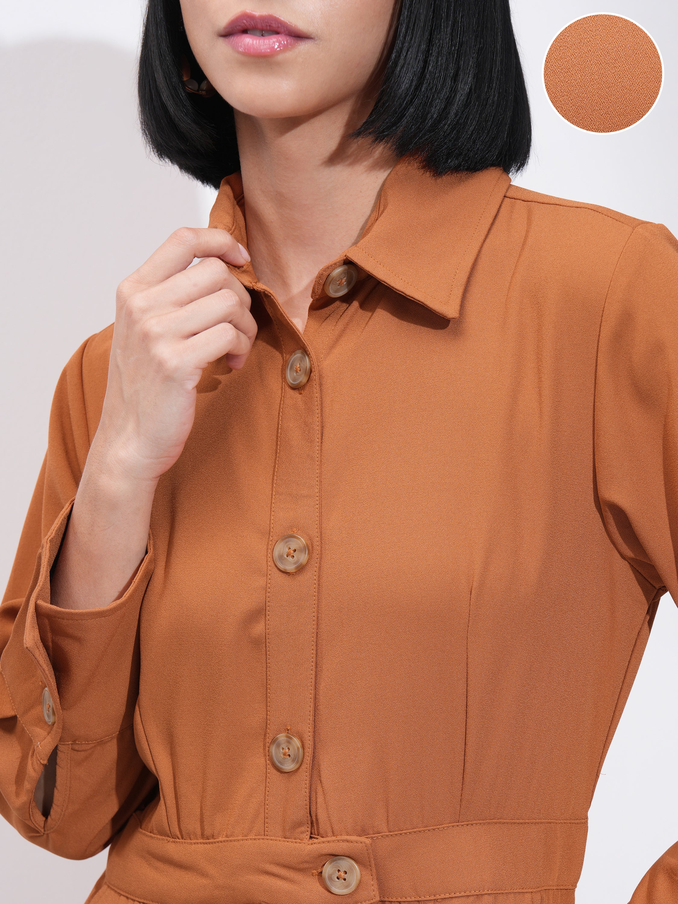 Tokyo Talkies Women Brown Solid Jumpsuit - Brown - Image 5
