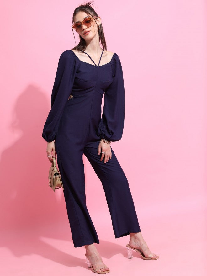 Tokyo Talkies Women Navy Blue Solid Jumpsuit - Navy Blue - Image 2