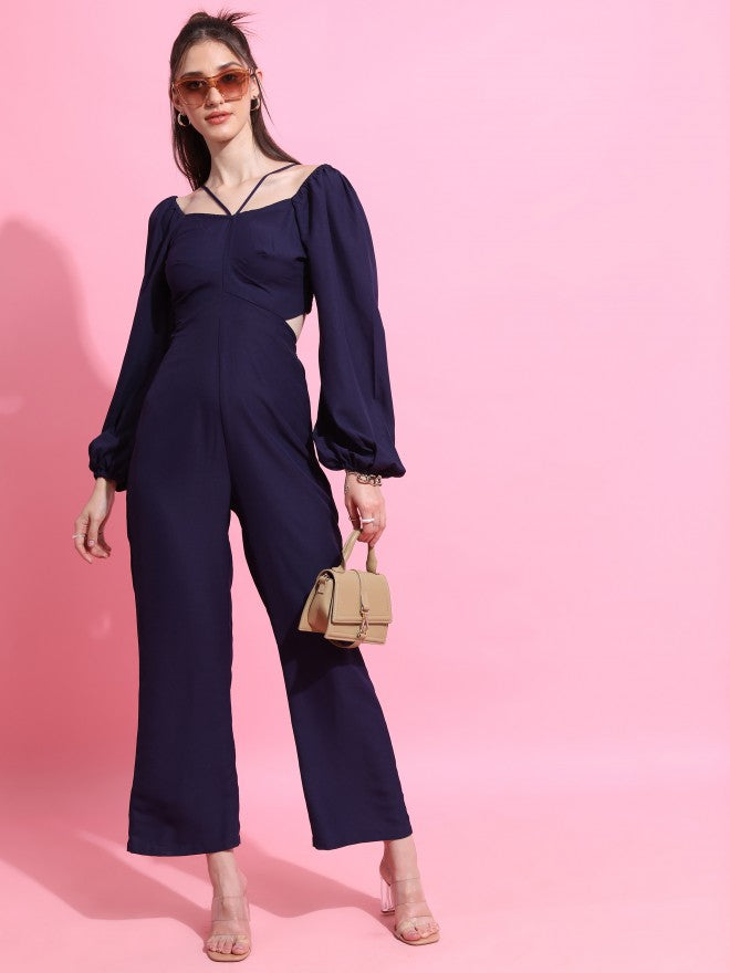 Tokyo Talkies Women Navy Blue Solid Jumpsuit - Navy Blue - Image 4