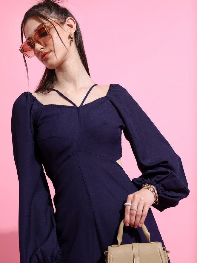 Tokyo Talkies Women Navy Blue Solid Jumpsuit - Navy Blue - Image 6