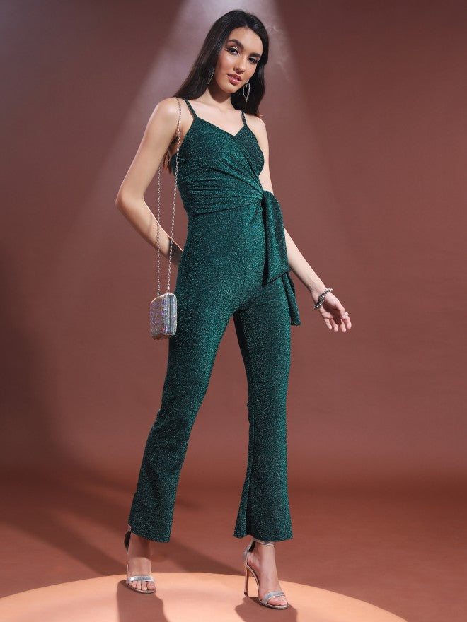 Tokyo Talkies Women Teal/Black Self Design Jumpsuit - Teal - Image 6