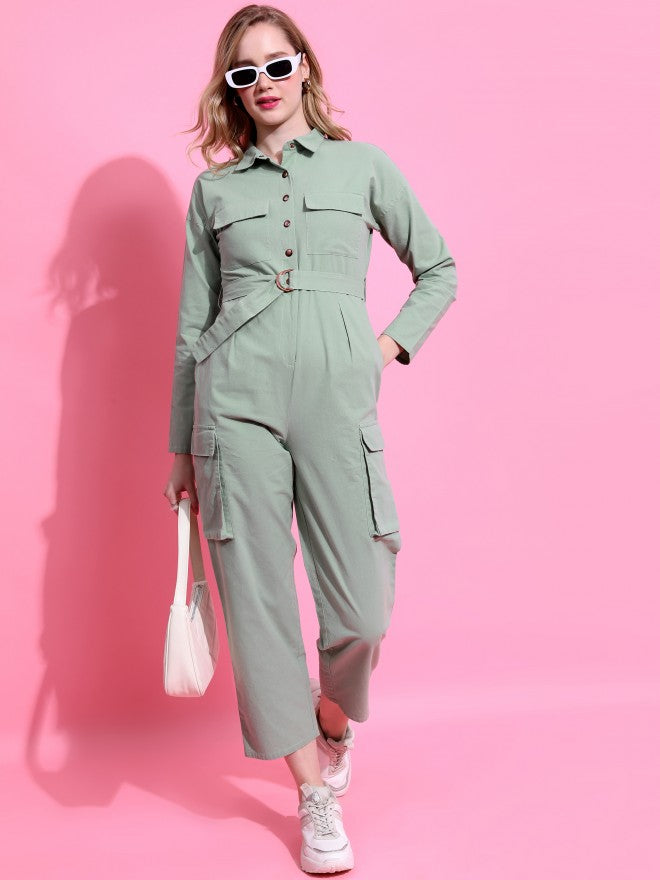 Tokyo Talkies Women Green Solid Jumpsuit - Green - Image 1