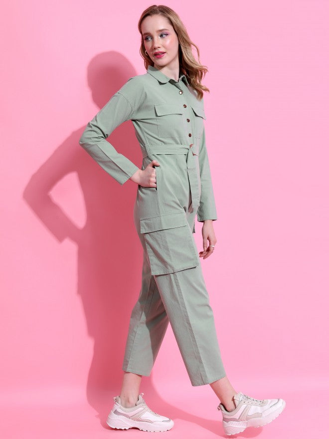 Tokyo Talkies Women Green Solid Jumpsuit - Green - Image 4