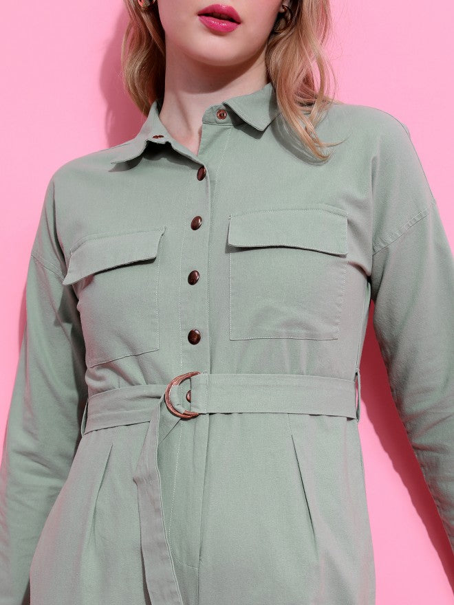 Tokyo Talkies Women Green Solid Jumpsuit - Green - Image 5