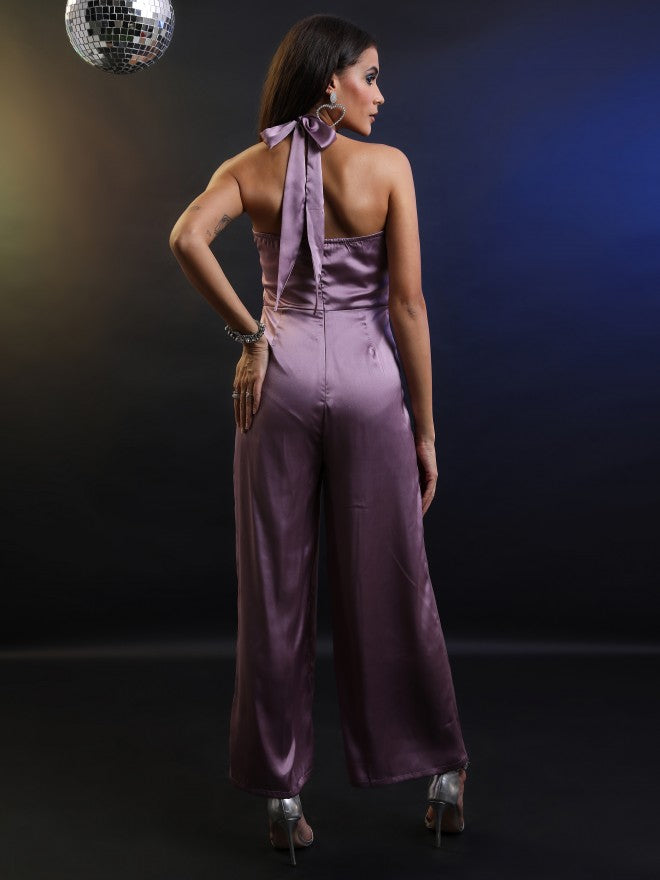 Tokyo Talkies Women Purple Solid Jumpsuit - Purple - Image 3