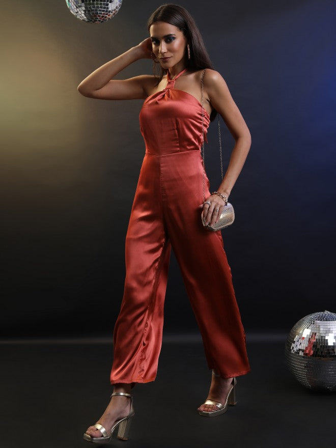 Tokyo Talkies Women Brown Solid Jumpsuit - Brown - Image 1
