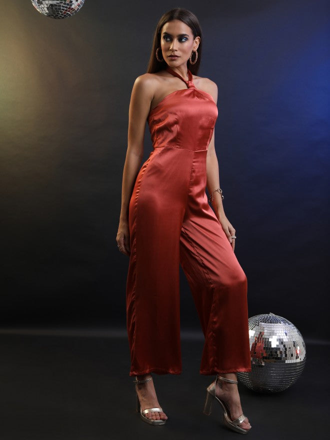 Tokyo Talkies Women Brown Solid Jumpsuit - Brown - Image 2