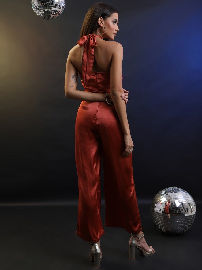 Tokyo Talkies Women Brown Solid Jumpsuit - Brown - Image 3