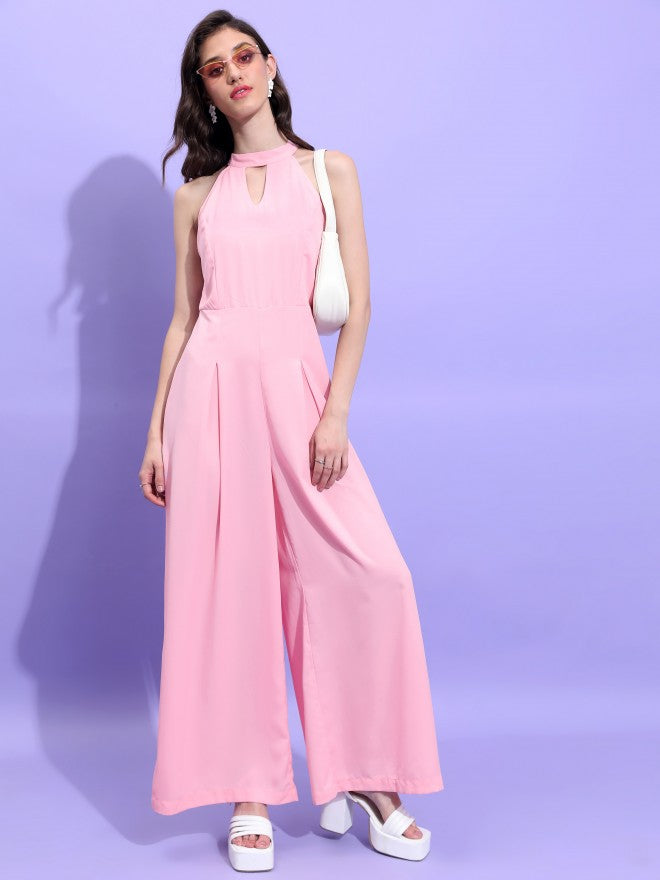 Tokyo Talkies Women Pink Solid Jumpsuit - Pink - Image 1