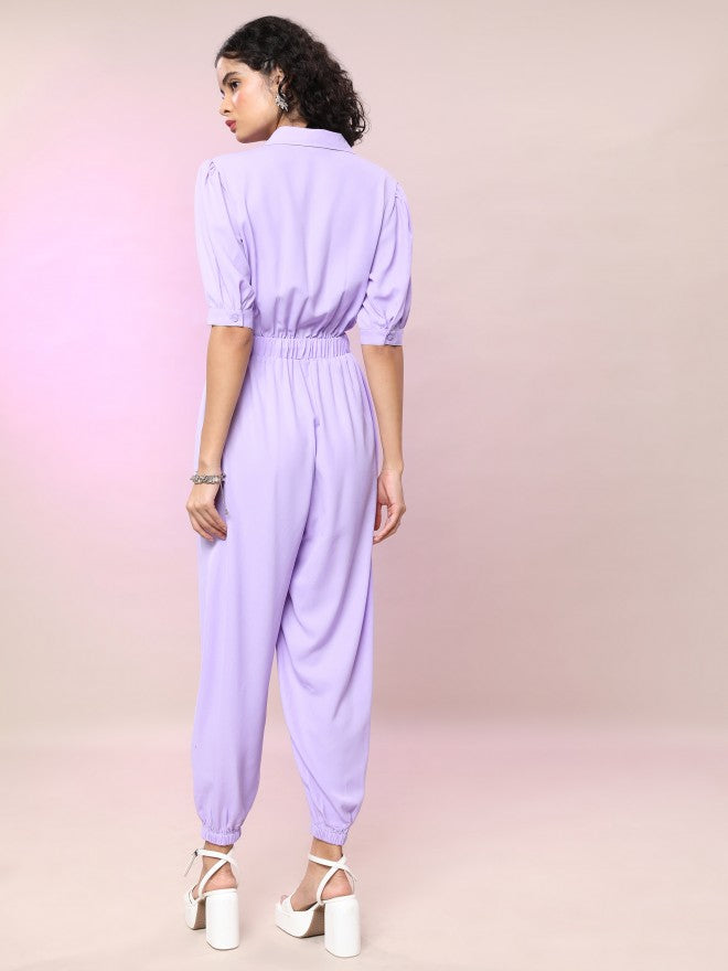 Tokyo Talkies Women Purple Solid Jumpsuit - Purple - Image 3