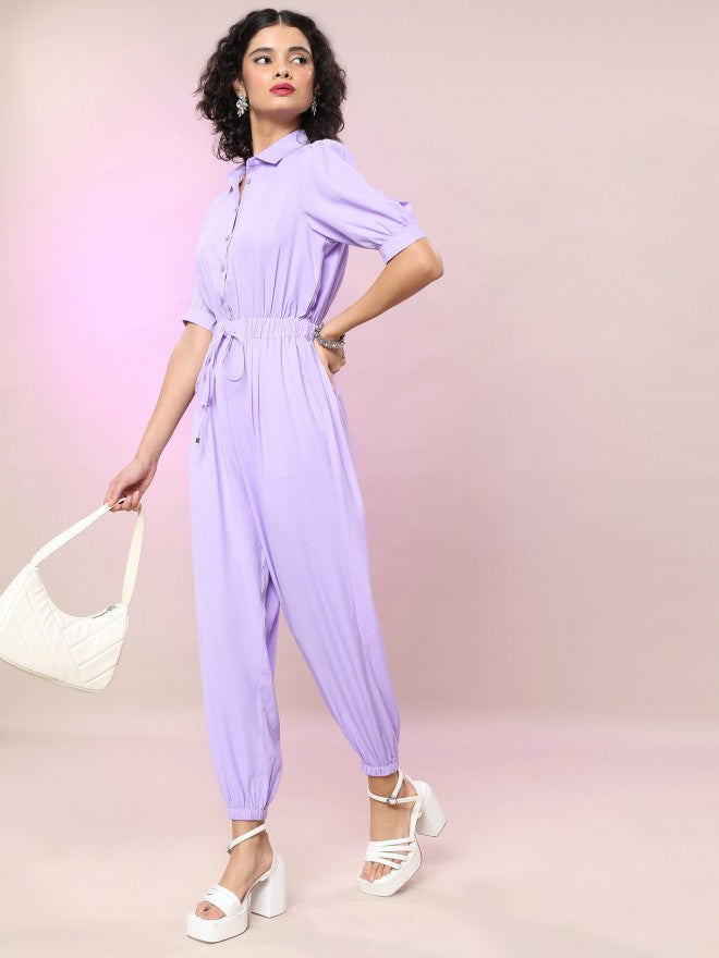 Tokyo Talkies Women Purple Solid Jumpsuit - Purple - Image 4